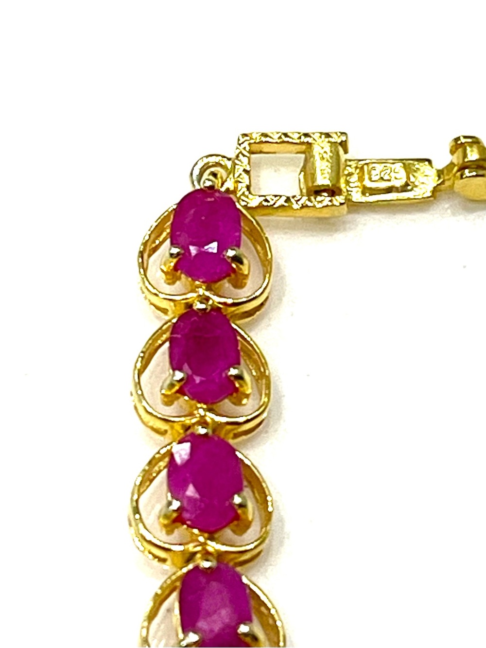 21x0.5ct Genuine Ruby 14KGP Bracelet - Picture 4 of 6
